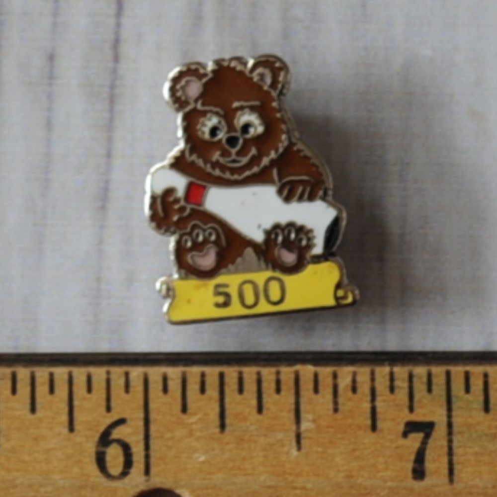 vintage enamel bowling bear pin brooch trophy